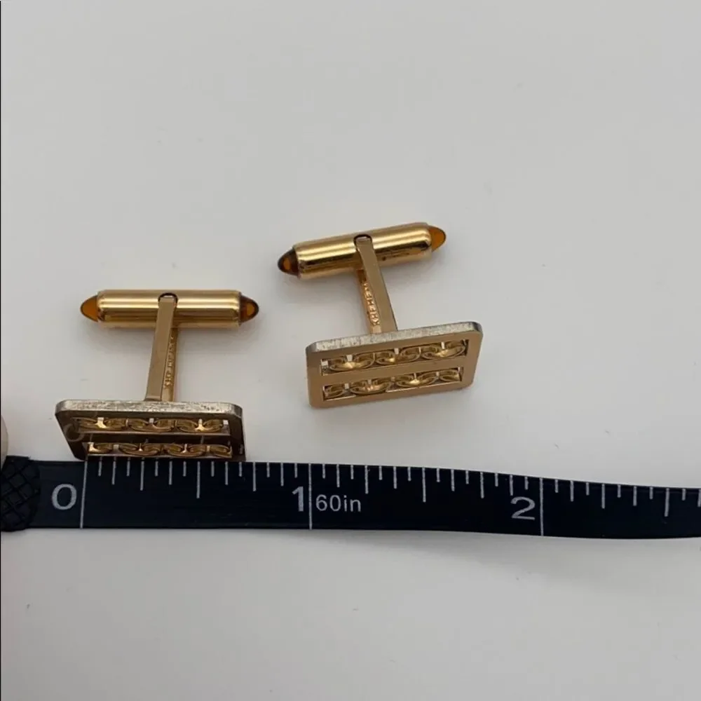 Vintage Krementz gold patterned cuff links